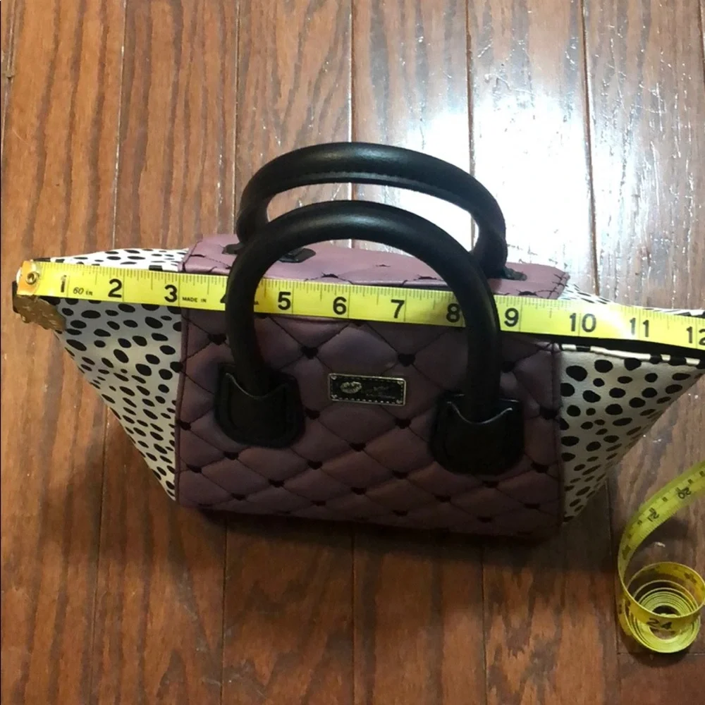 Quilted Lavender Satchel Handbag with Dalmatian Print Sides